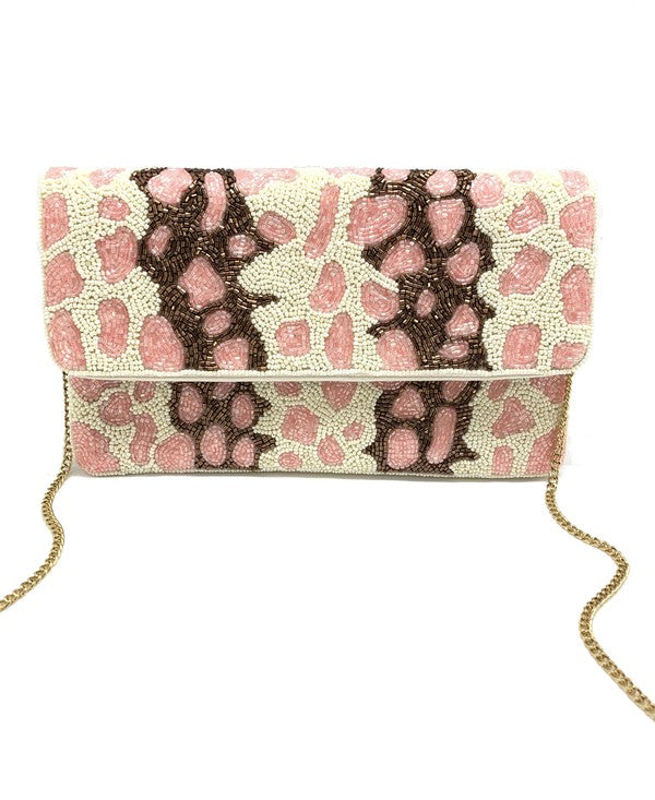 Cream snakeskin clutch on sale bag