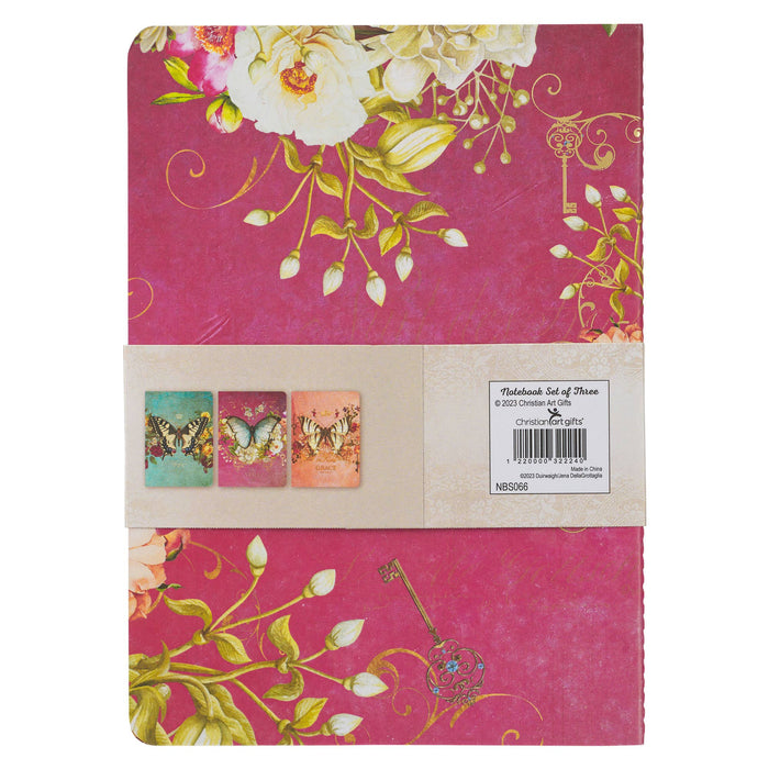 Hope Grace and Be Still Secret Garden Butterfly Notebook Set