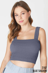 Shirred Square Neck Crop Top