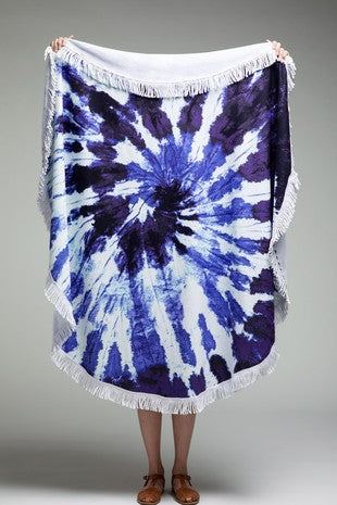 Indigo Wave Tie-Dye Towel