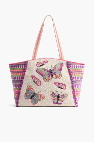 Rosebloom Butterfly Beaded Tote