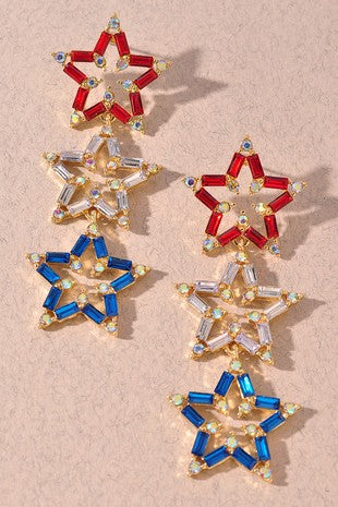 Tiered Rhinestone Star Drop Earrings