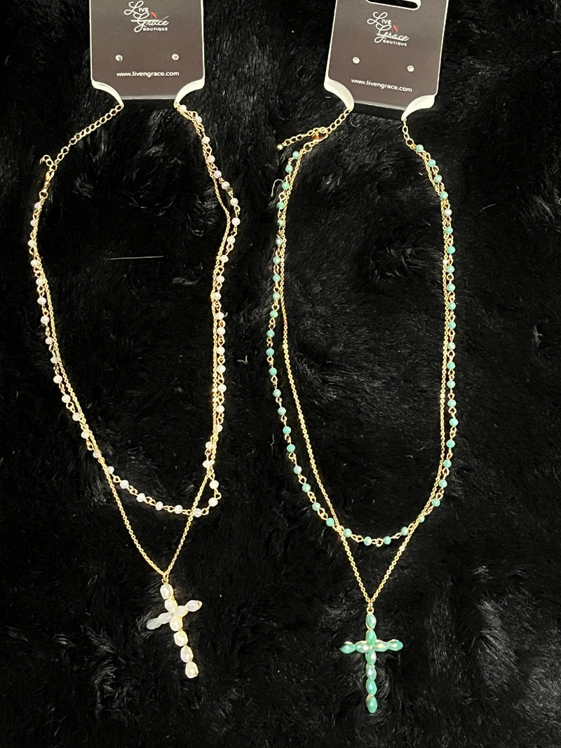 beaded cross necklace set