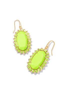 Dani Gold Color Burst Frame Drop Earrings in Chartreuse