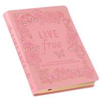 Live Free Pink Faux Leather Devotional