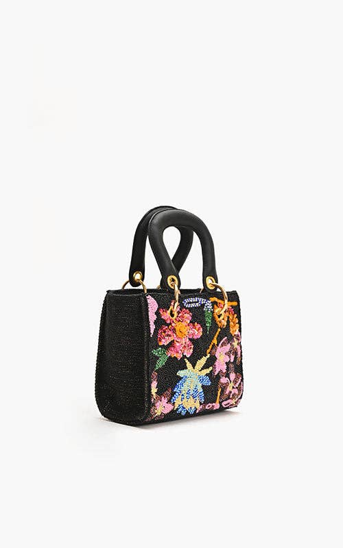 Midnight Floral Embellished Mini Evening Bag by America & Beyond