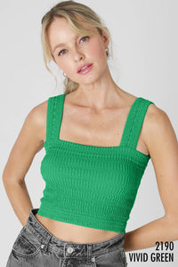 Shirred Square Neck Crop Top