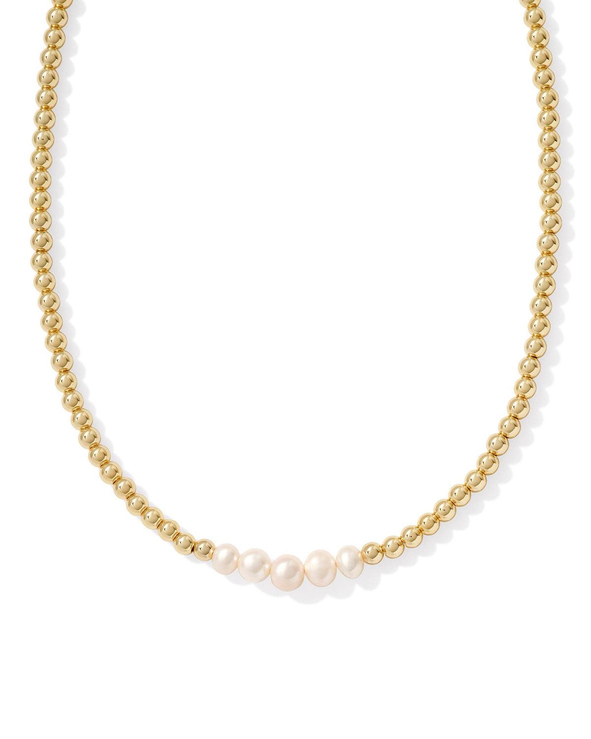 Eve Beaded Strand Necklace Gold White Pearl