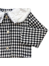 Lace Fur Collar Houndstooth Jacket