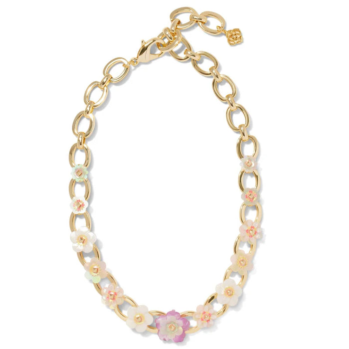 Delilah Statement Chain Necklace in Gold Pastel Mix