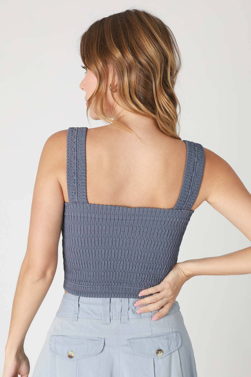 Shirred Square Neck Crop Top