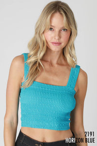 Shirred Square Neck Crop Top