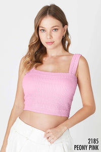 Shirred Square Neck Crop Top