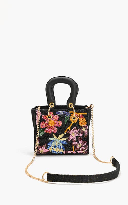 Midnight Floral Embellished Mini Evening Bag by America & Beyond