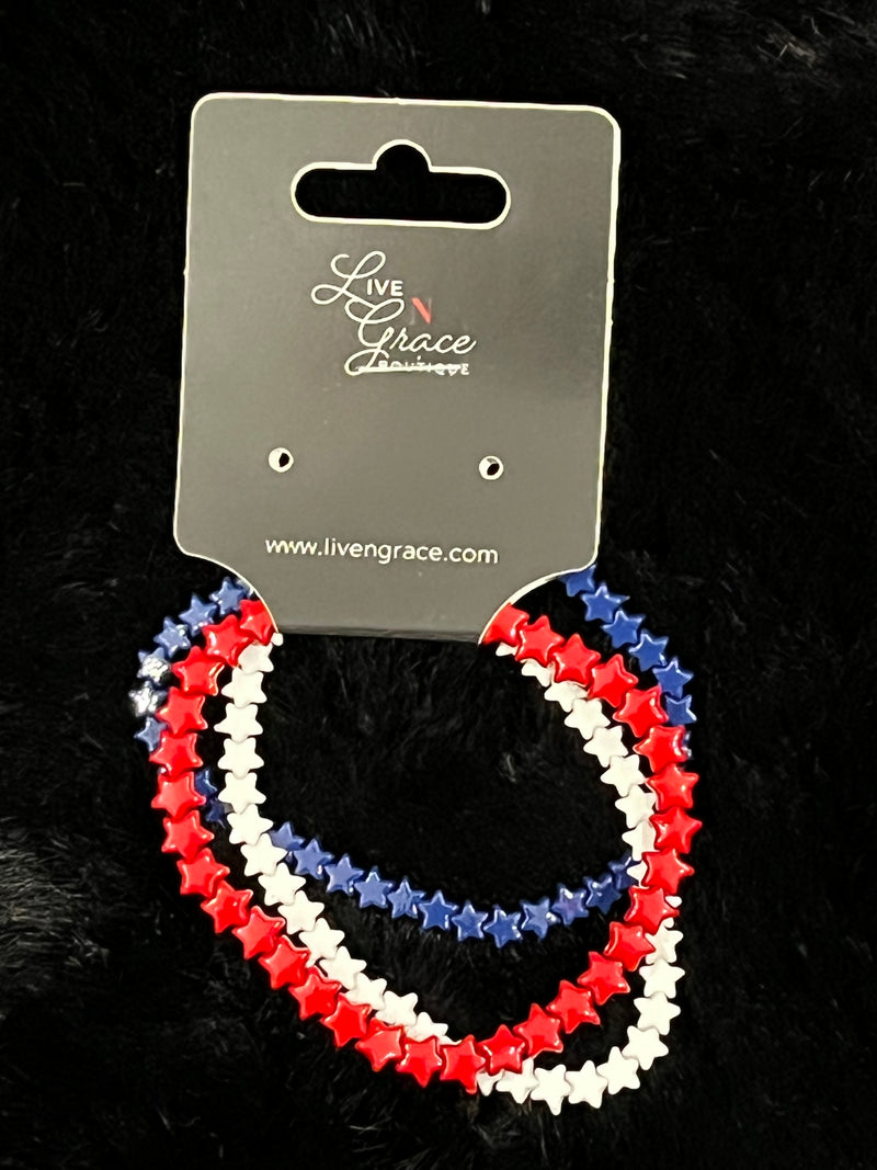 red, white, and blue star bracelets