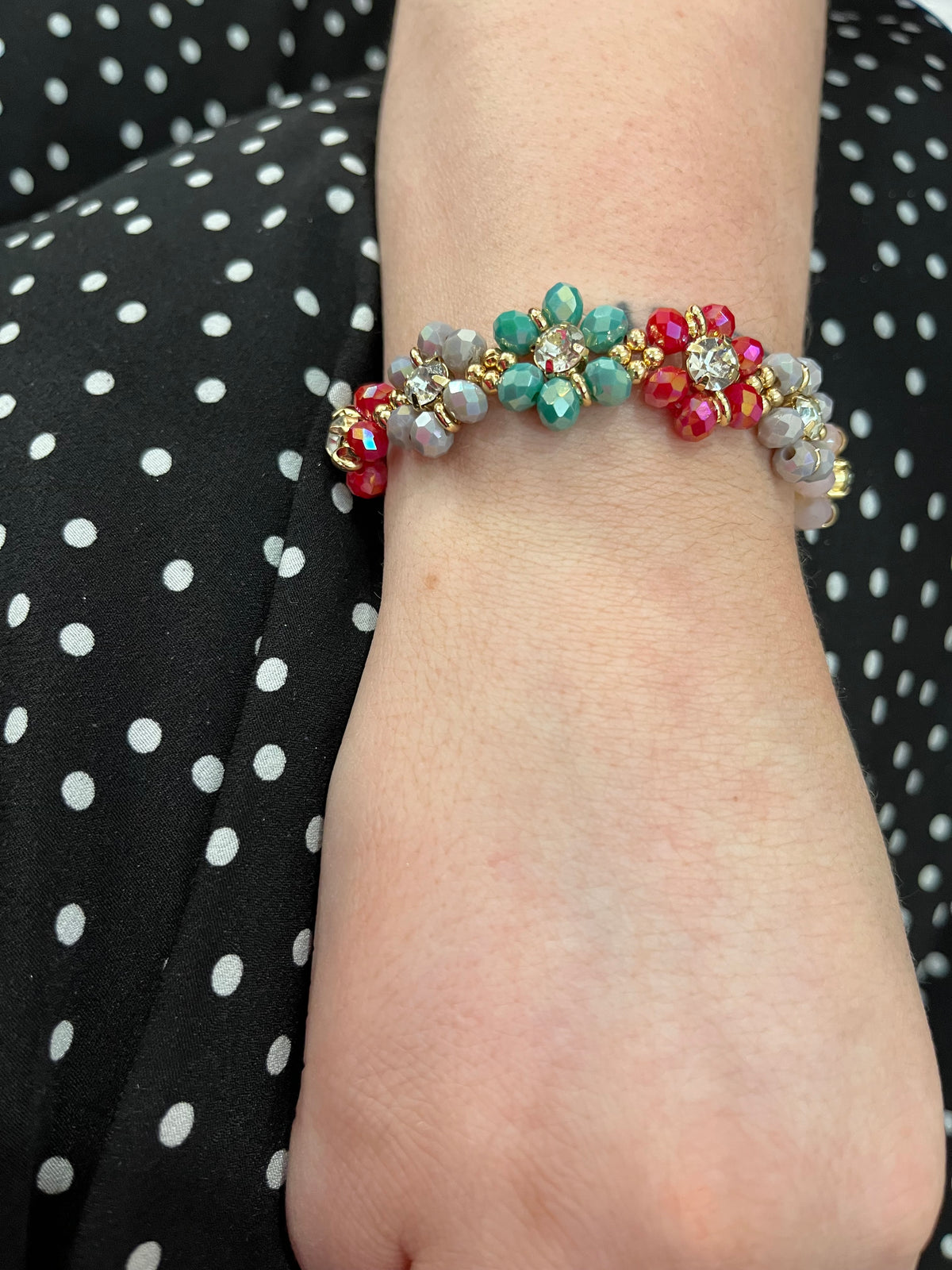 multi colored beaded flower bracelet