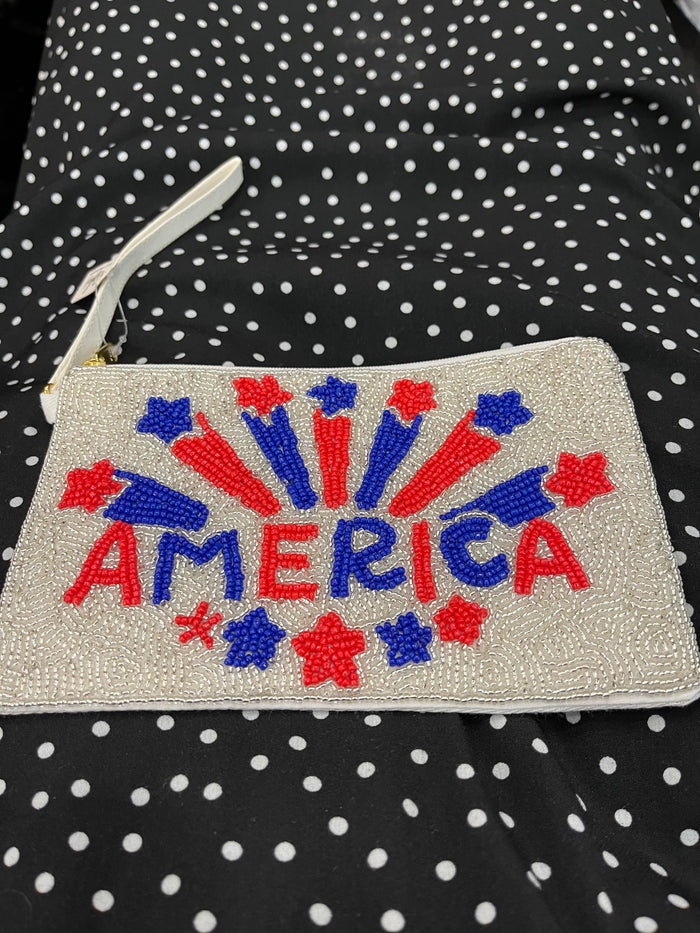 America beaded coin bag