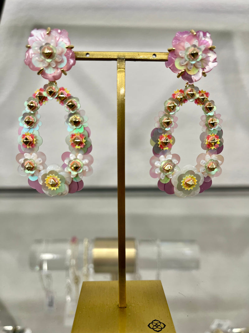 Deliah Convertible Gold Statement Earrings in Gold Pastel Mix