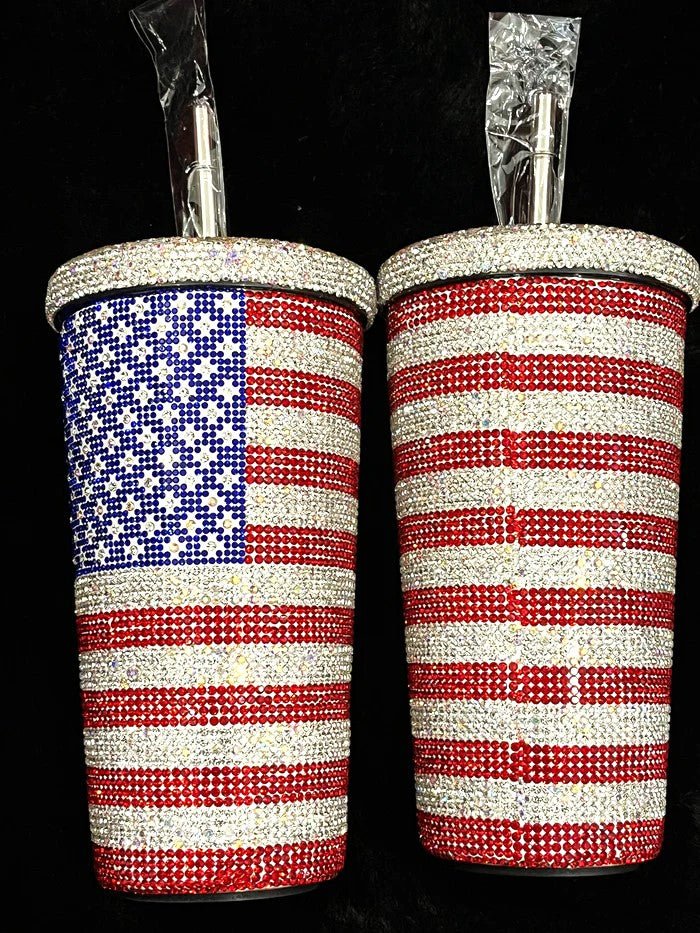 American Flag bedazzled cup