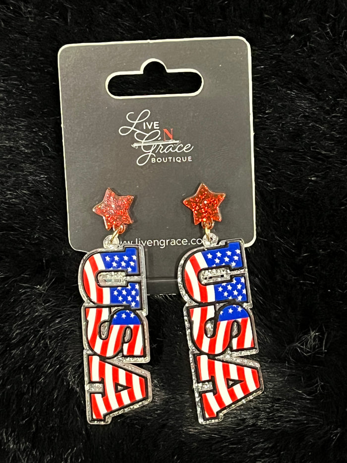 USA dangle earrings