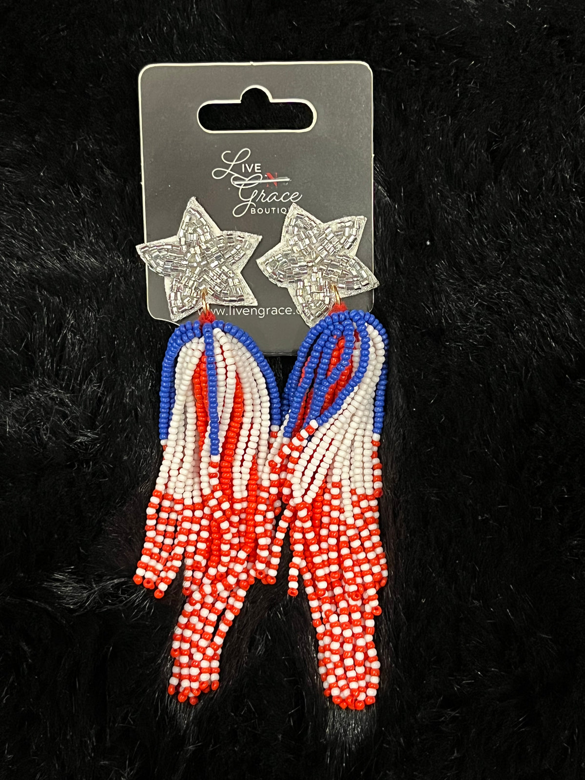 star beaded firework earrings