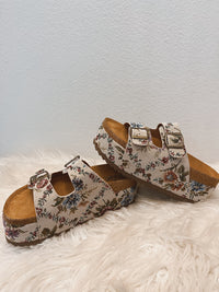 Wannabe Sand Brocade Floral Sandals