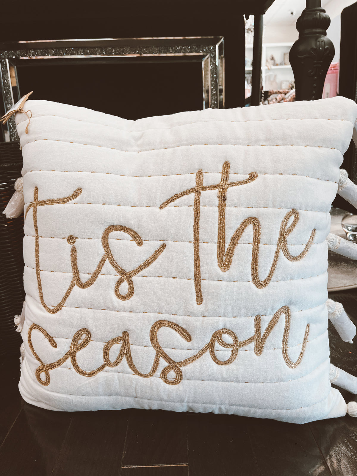 Tis The Season Gold Throw Pillow