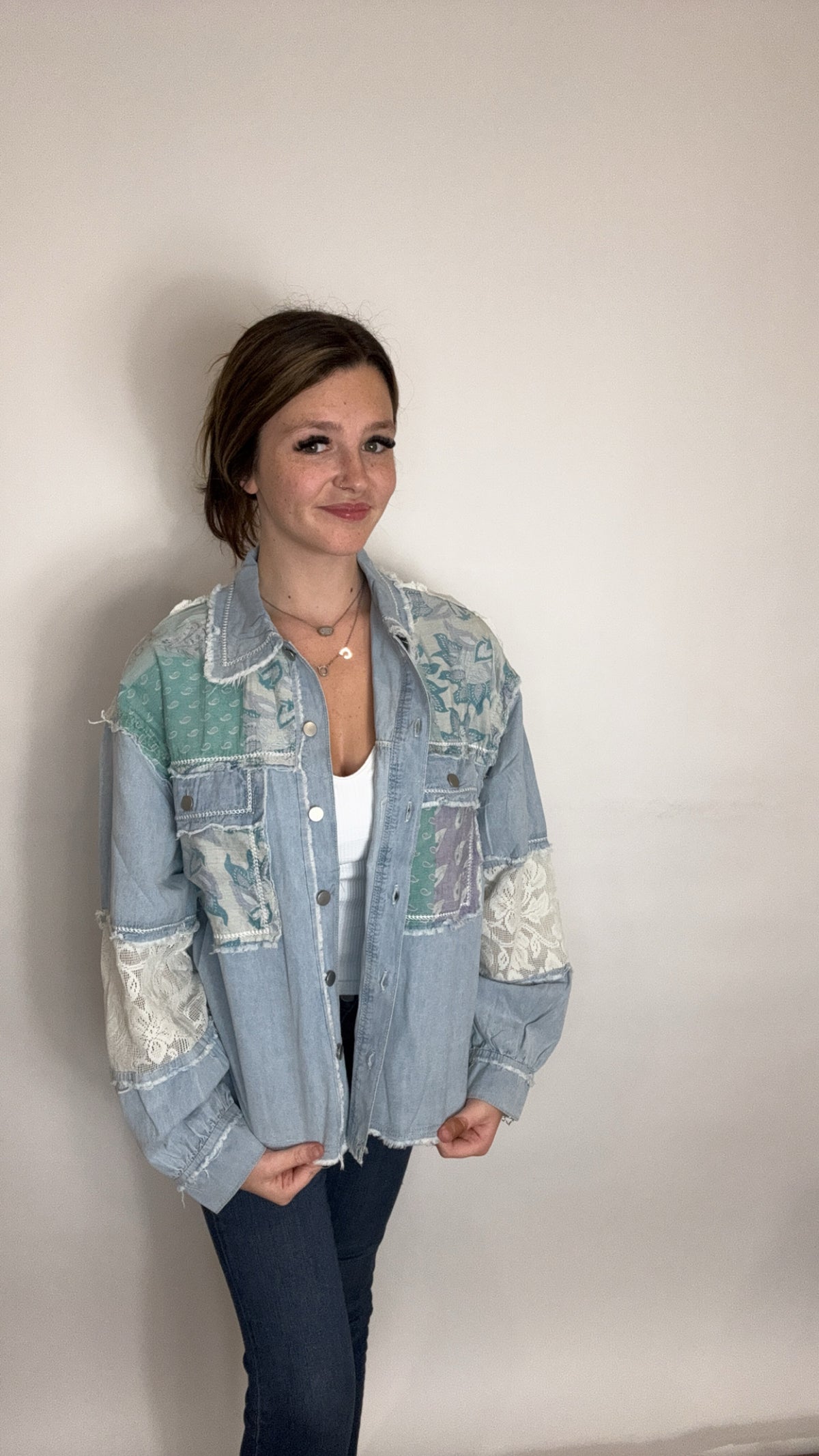 Paisley Laced Denim Jacket