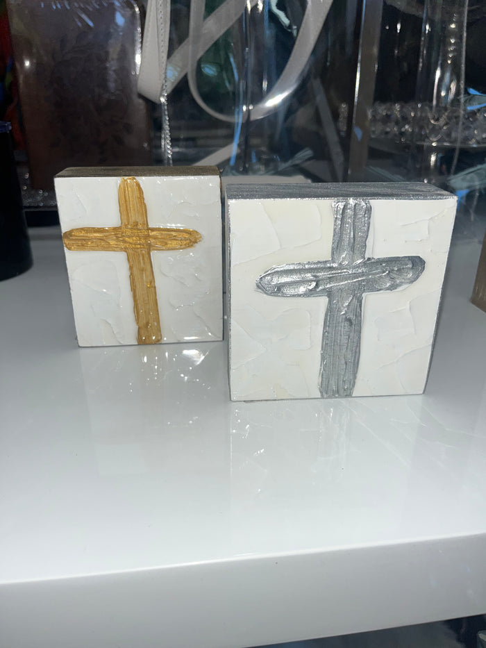 SILVER SQUARE CROSS PLAQUE