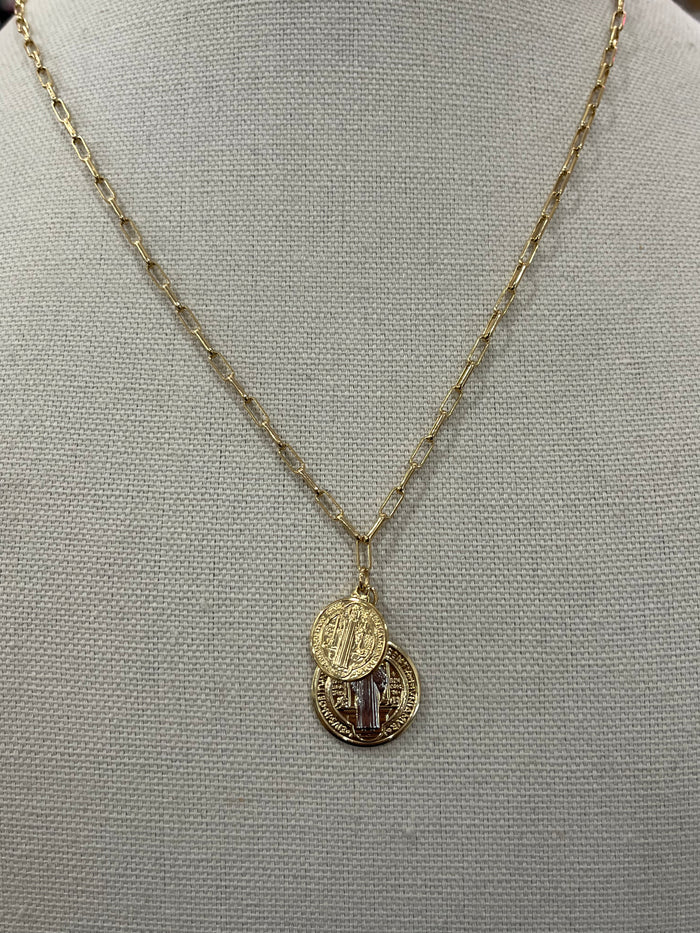 Saint II Benedict Coin necklace