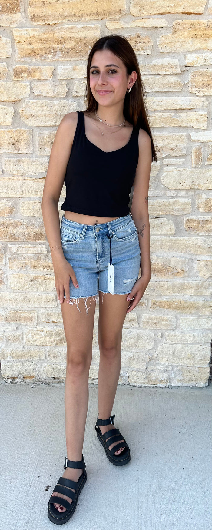 High Rise Midi Shorts Stretch