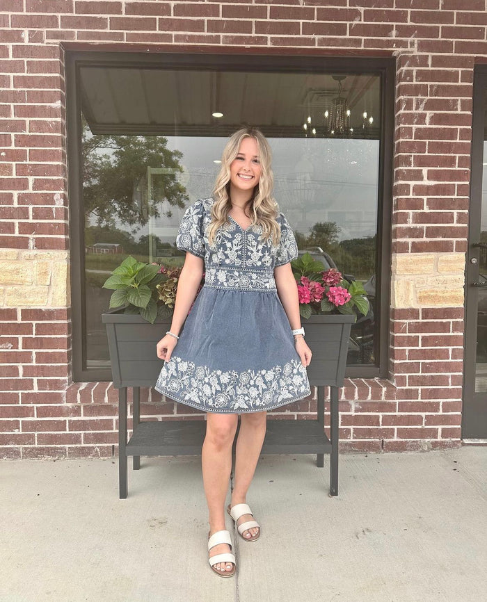 Denim Fit And Flare Dress