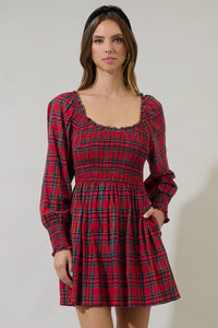 Jace Plaid Court Smocked Mini dress