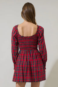 Jace Plaid Court Smocked Mini dress