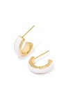 AINSLEY HUGGIE EAR GOLD WHITE ENAMEL