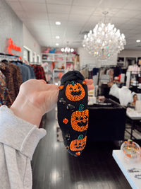 Pumpkin headband with rhinestone