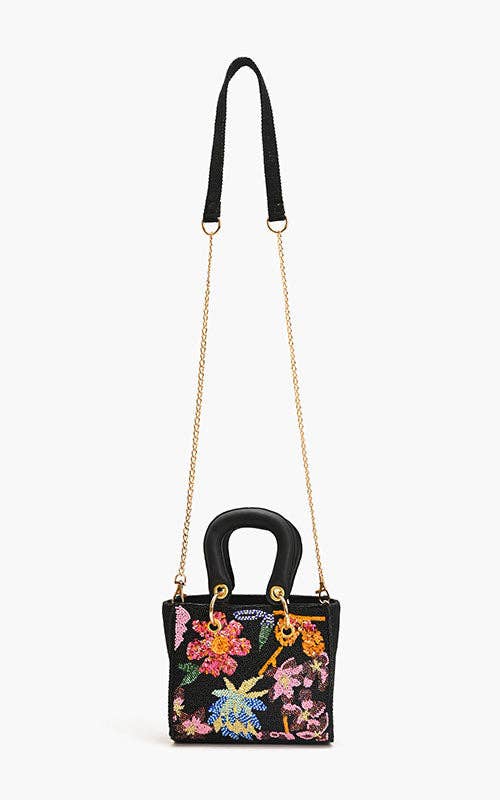 Midnight Floral Embellished Mini Evening Bag by America & Beyond