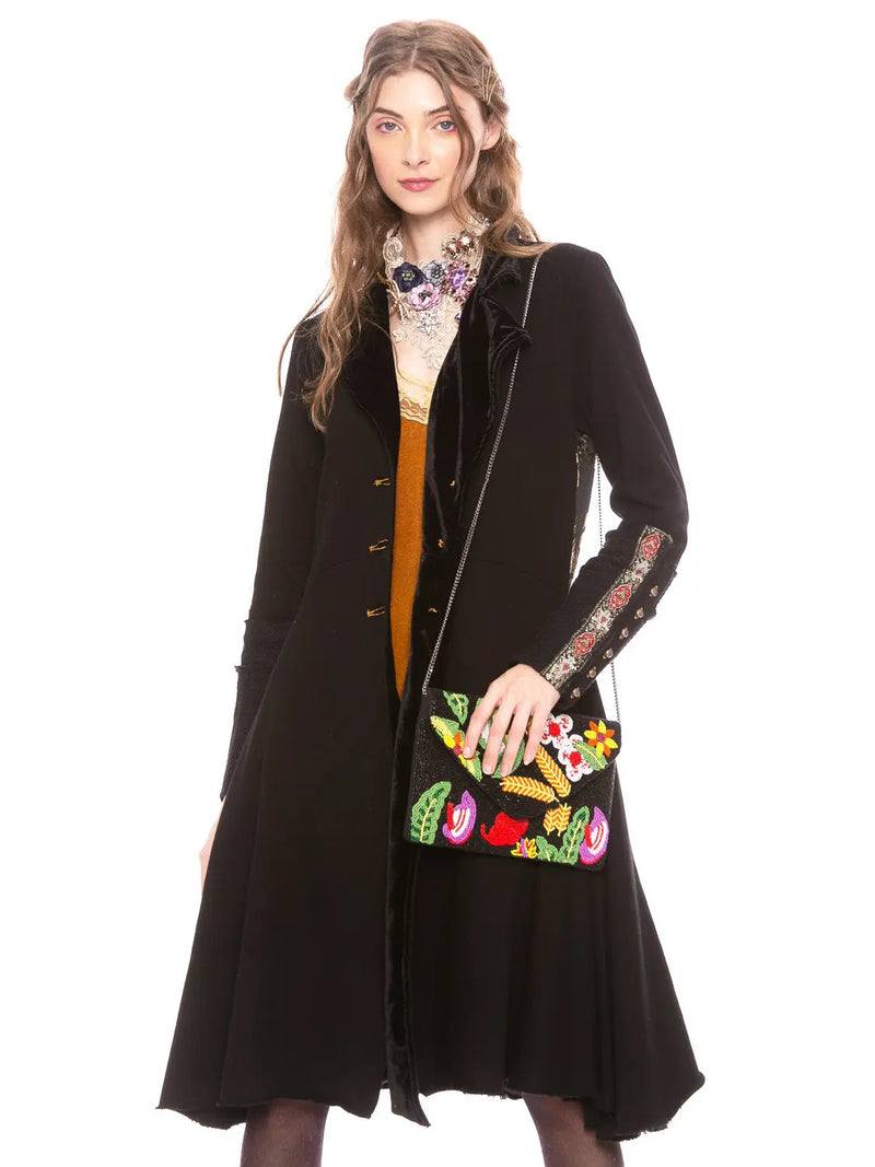 Black Kimono Heart of Autumn Coat