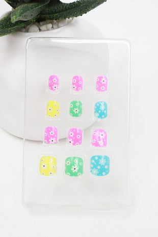 Kids Flower Press On Nail Set