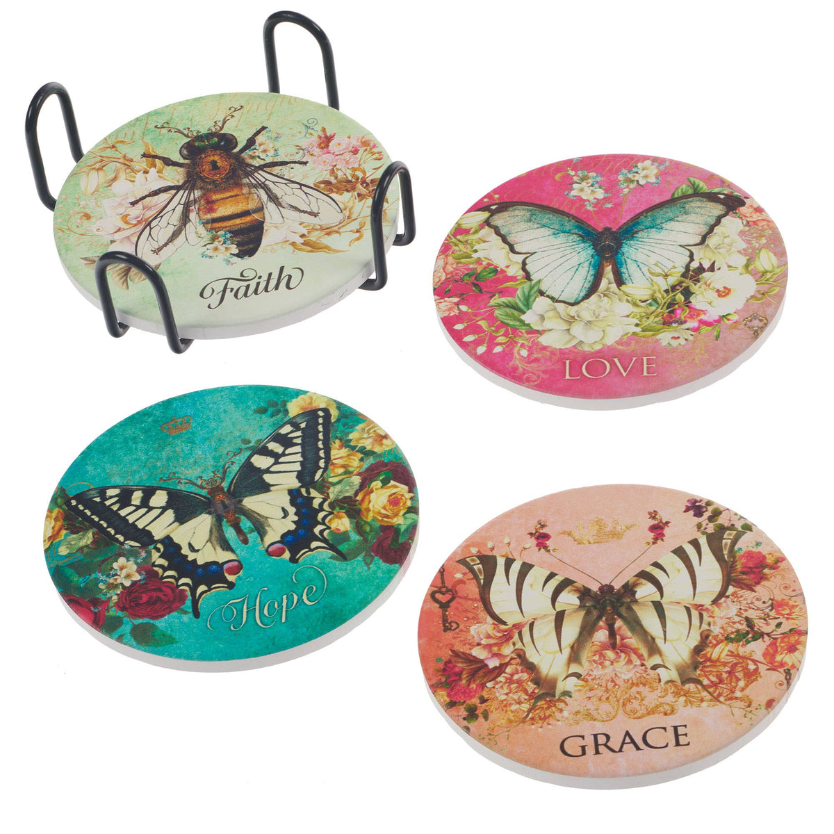 Secret Garden 4-piece Ceramic Coaster Set