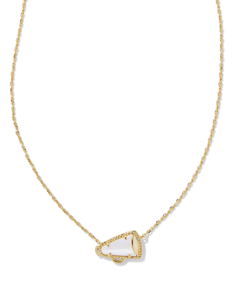 Cheer Short Pendant Necklace Gold White Mop