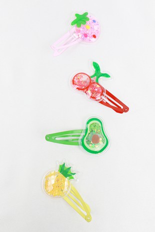 Kids Fruit Confetti Snap Clip Set