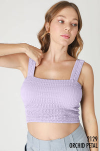 Shirred Square Neck Crop Top