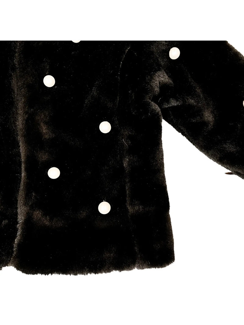Pearl Stud Fur Coat