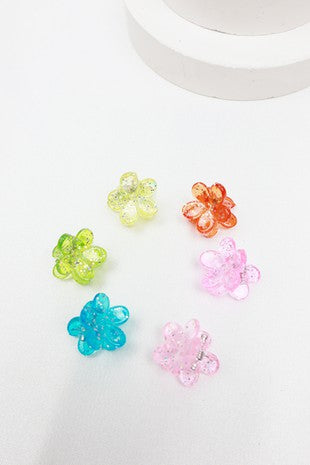 6-Pcs Glitter Mini Flower Clip Claw Set