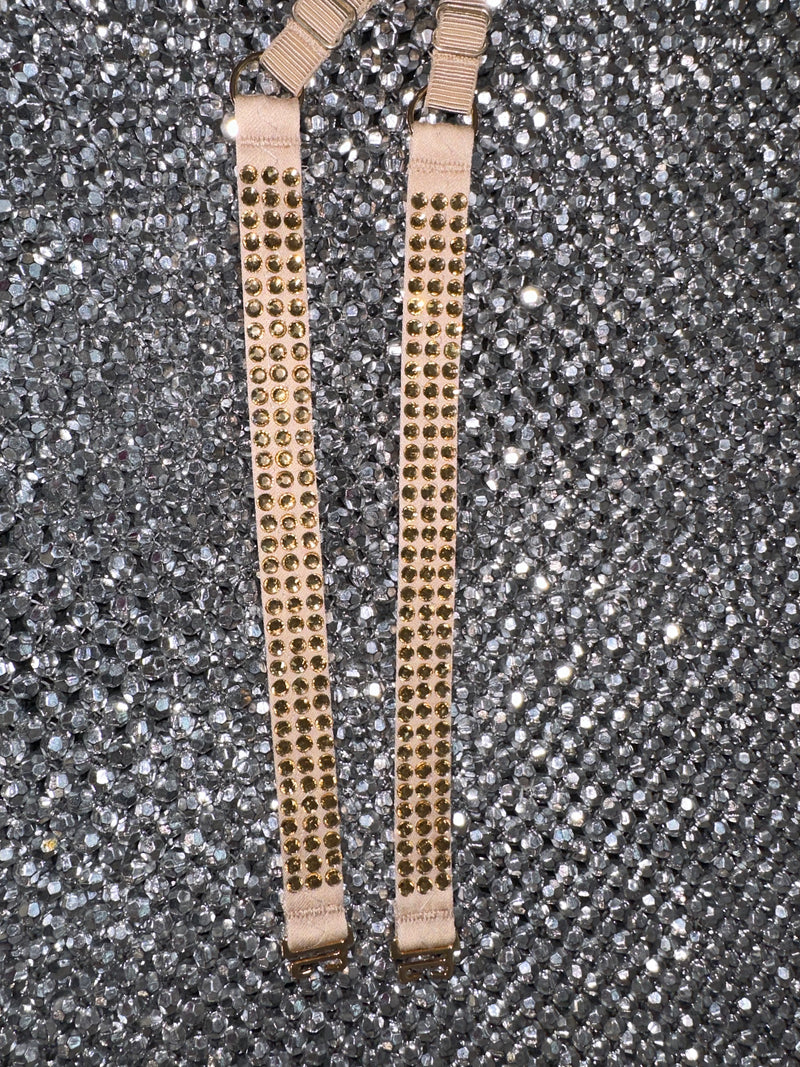 Champagne Crystals on Nude Bra straps