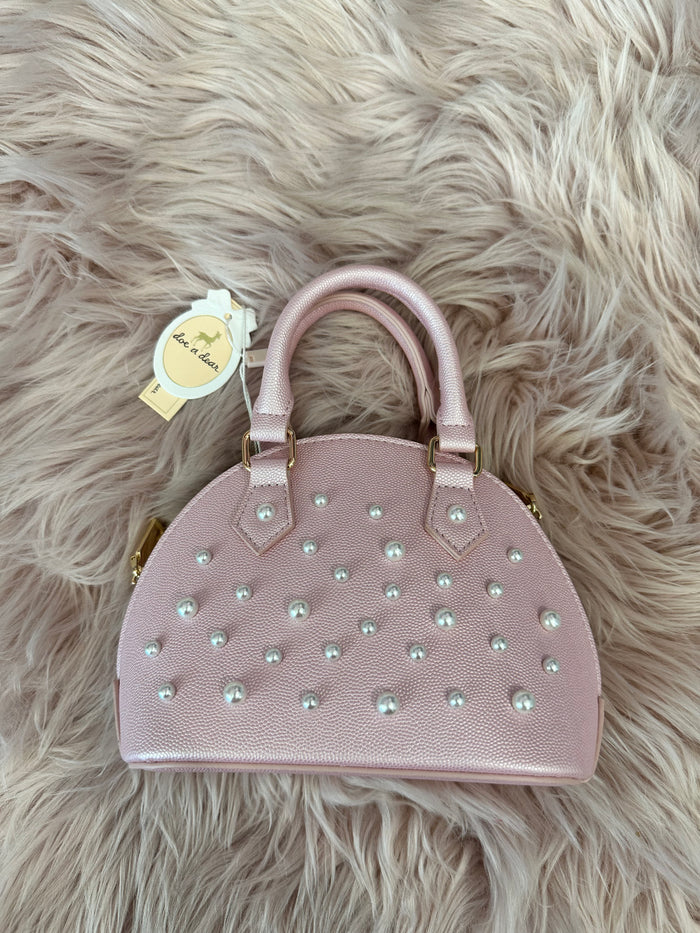 Pink Pearl Leather Satchel Bag