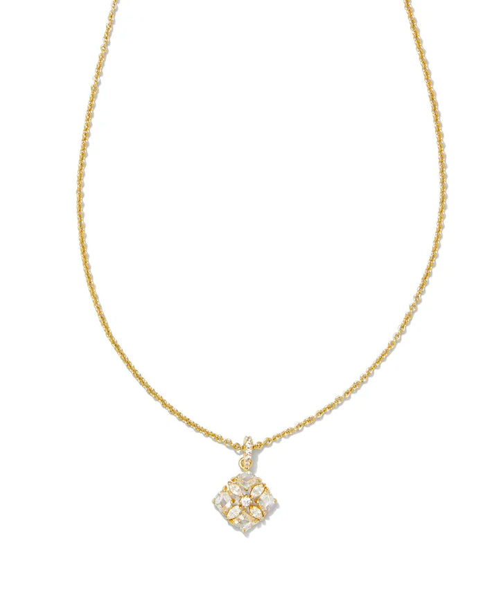 Dira Gold Crystal Short Pendant Necklace