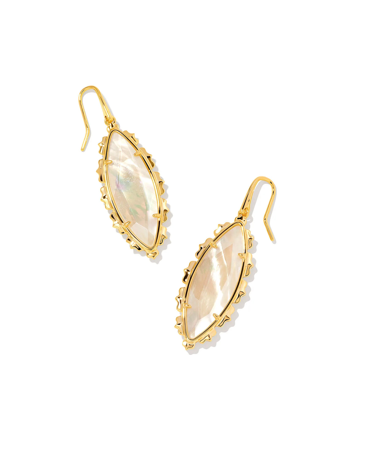 Genevieve Gold Drop Earrings in Ivory Mother-of-Pearl
