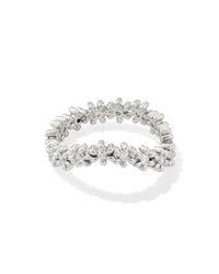 Nydia Silver Band Ring in White Crystal